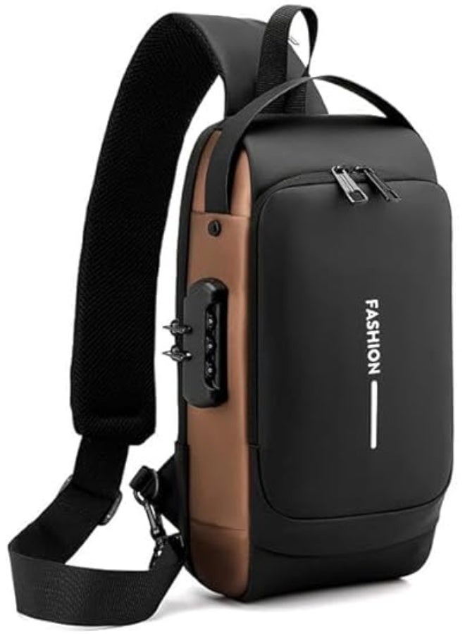 Men's shoulder bag, crossbody bag, back and chest bag, waterproof and anti-theft, with USB charging - Image 3